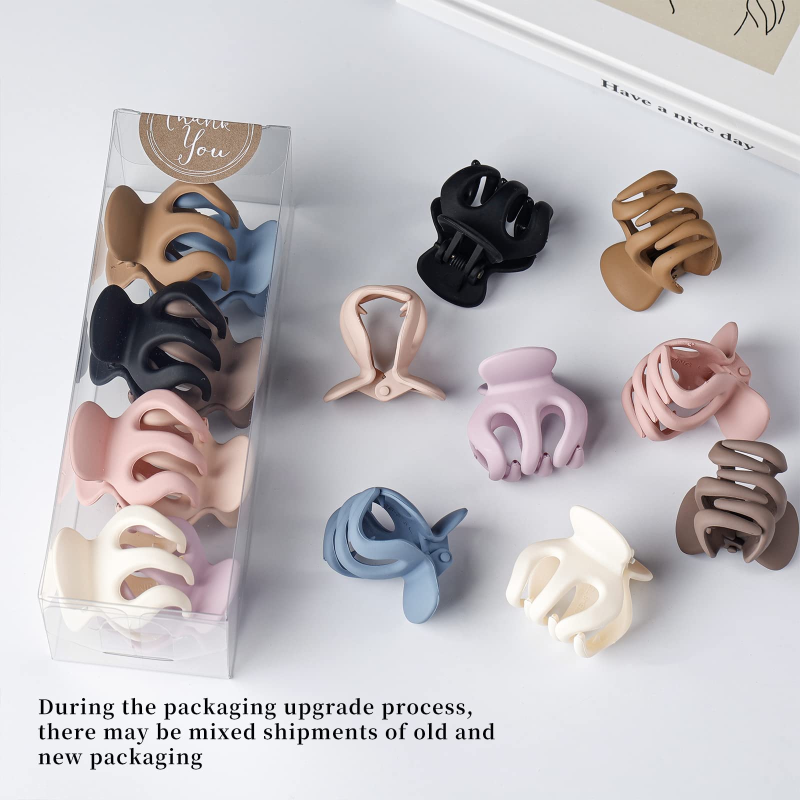 FRDTLUTHW Hair Clips 1.37 Inch - 8 Pack Small Hair Claw Clips for Ponytail & Updos