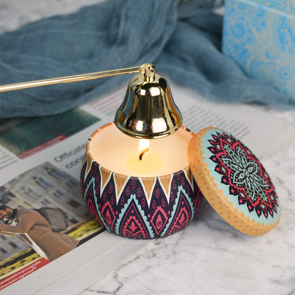Silver Candle Snuffer - Long Handle Wick Extinguisher for Scented & Jar Candles (Safe Flame Out)