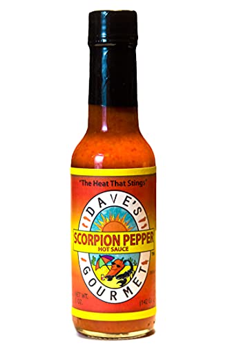 Dave's Gourmet Scorpion Pepper Hot Sauce - Extra Hot & Spicy Sauce for Wings, Tacos, Pizza & BBQ - Perfect for Dips, Sauces & Soups - Made in USA