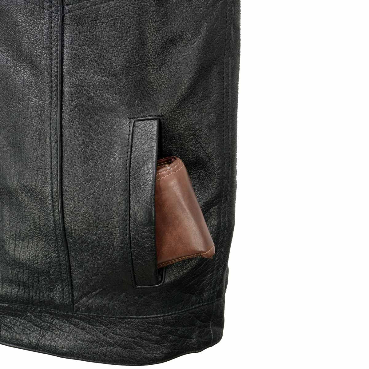 Milwaukee Leather SH2036 Men's Black Club Style Open Neck Leather Vest for Motorcycle Riding & Biker Events | Durable & Stylish