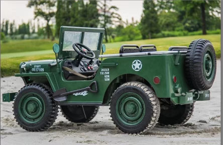 24V XXL Military Jeep Ride-On Toy for Kids - Green Electric Car with Remote Control - Outdoor Adventure & Backyard Play