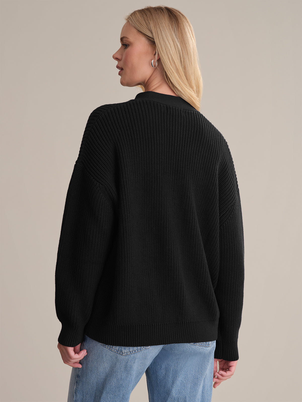 Emilia Women's Cotton Cocoon Cardigan - Soft Oversized Open Front Sweater for Lounge, Office & Fall Layering