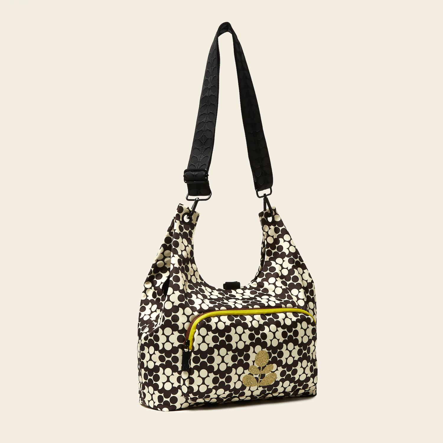 Stylish Midi Crossbody Bag with Puzzle Flower Porcini Design - Perfect for Everyday Use, Travel & Fashion Accessories