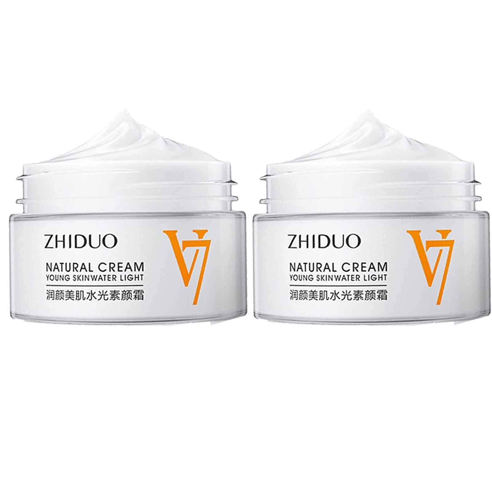 Zhiduo Natural Cream - V7 Deep Hydration & Tone-Up Face Moisturizer for All Skin Types | Korean Skincare for Young & Radiant Skin | Day & Night Moisturizing Cream (2 Pack) - Perfect for Dry Skin Care Routine & Daily Glow Boost