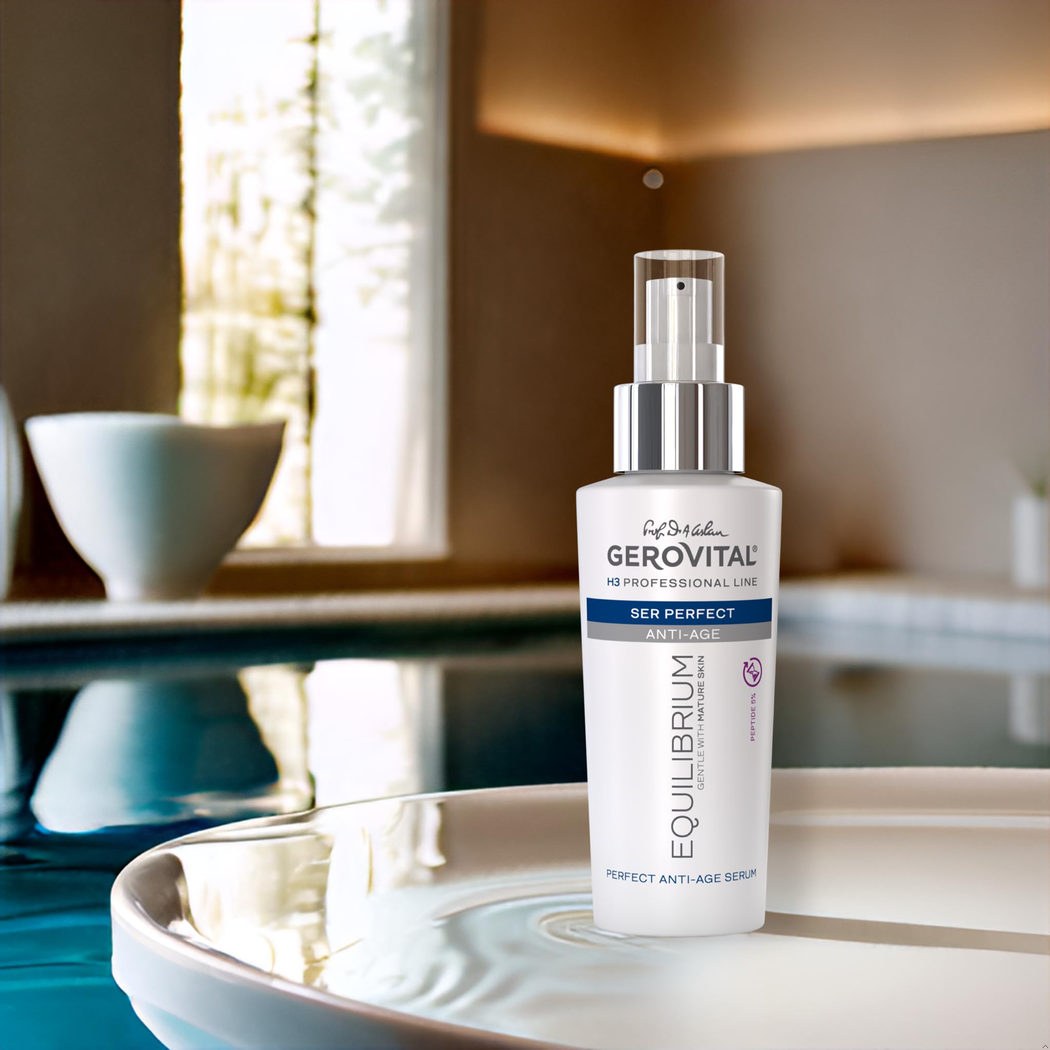 Gerovital EQUILIBRIUM 5% Peptide Anti-Aging Serum for Mature Skin | Intensive Wrinkle Treatment for Dry & Aging Skin | Professional 100ml Facial Serum | Perfect for Night Routine & Daily Skincare Regimen