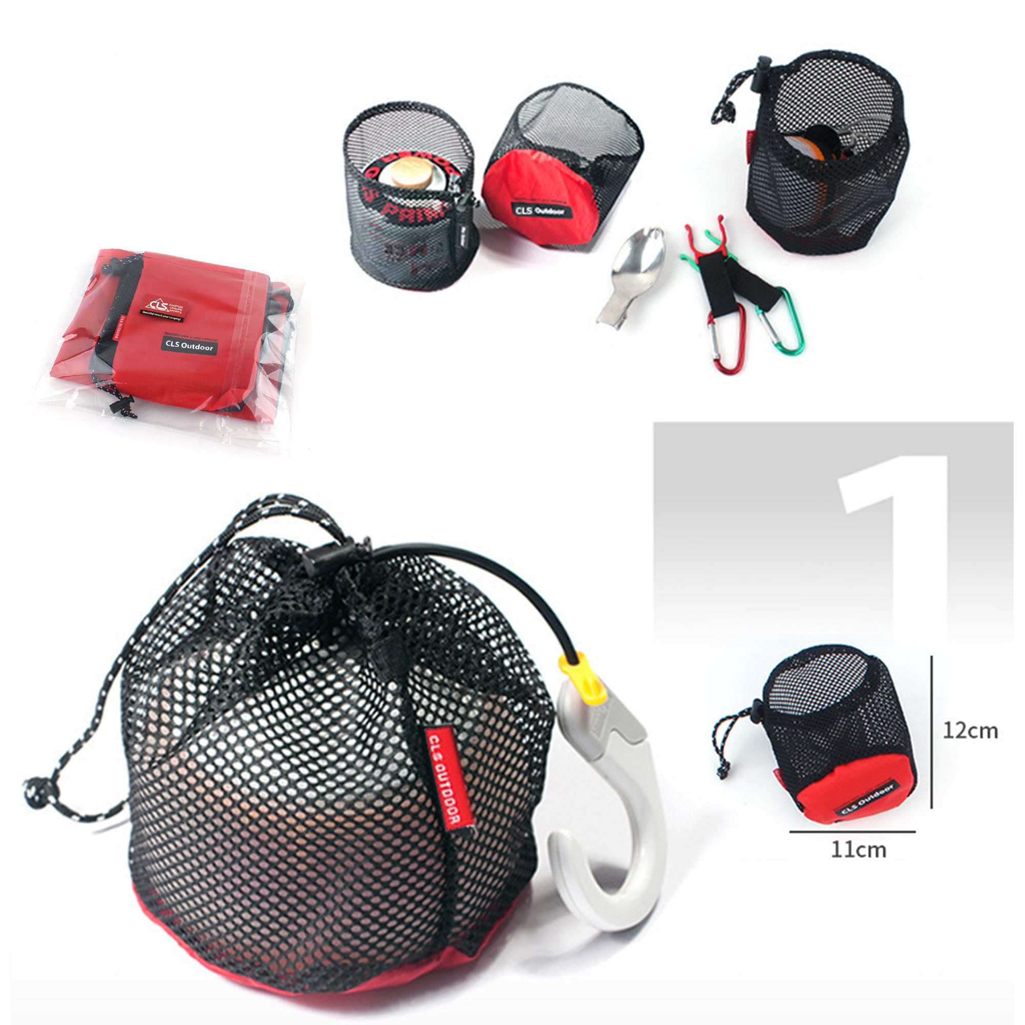5Pcs Nylon Mesh Drawstring Ditty Bags for Outdoor Camping, Travel Storage & Organization - Perfect for Gear, Toiletries & Small Essentials