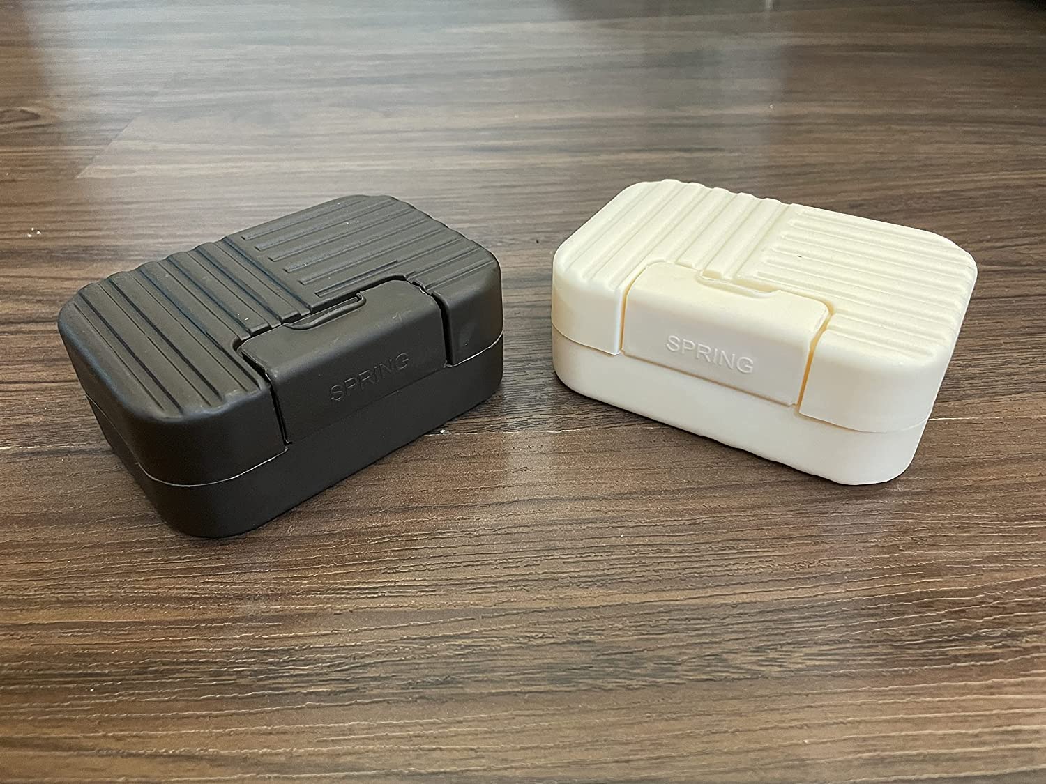 Portable Waterproof Travel Soap Box Holder - Plastic Soap Case for Bathroom, Outdoor & Home Use | Spring Soap Dish Container with Drainage Holes | Compact & Hygienic Storage for Travel, Camping & Gym (Beige & Brown)
