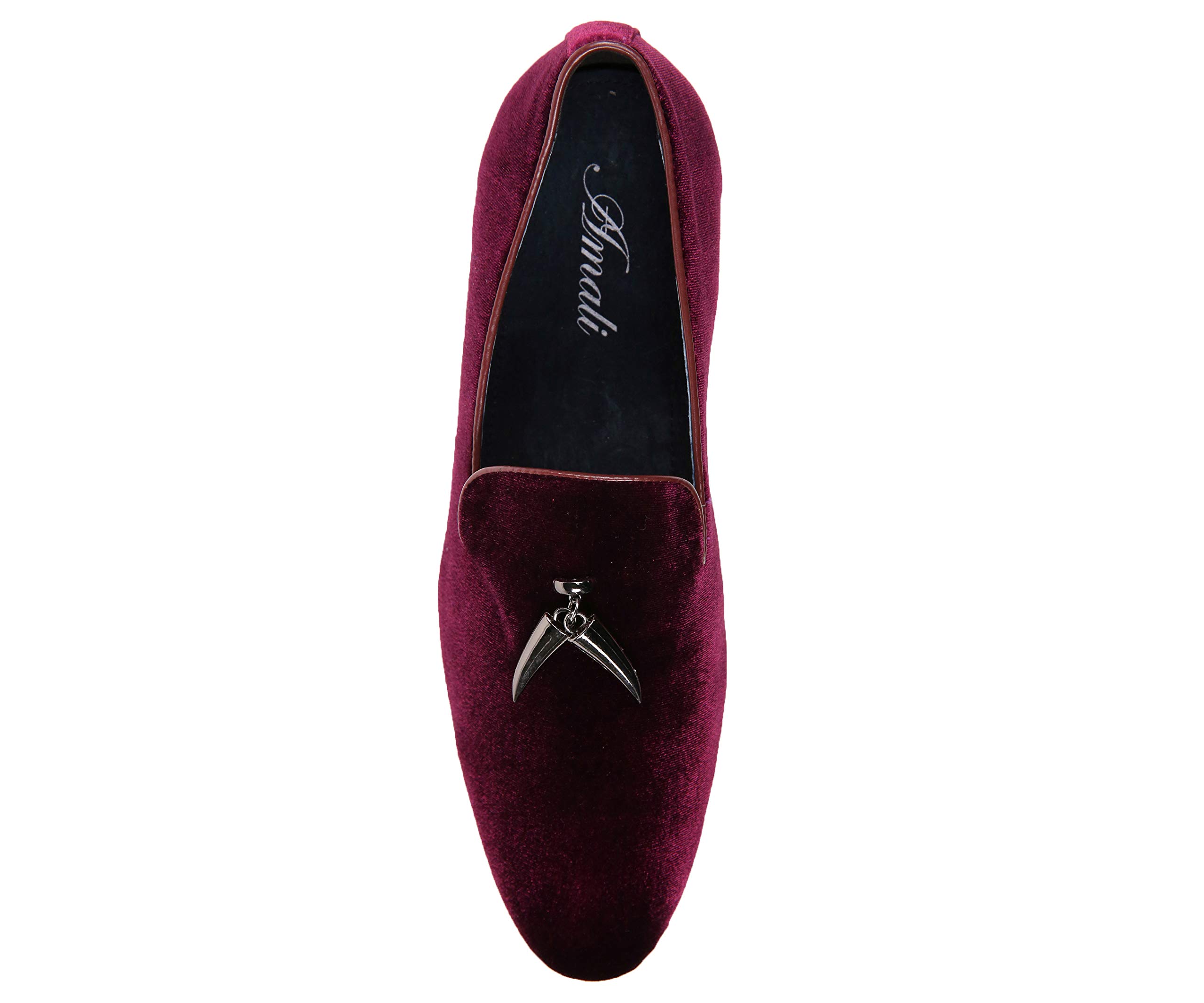 Amali Heath Men's Dress Shoes with Gunmetal Horn Tassels - Luxurious Velvet Formal Loafers | Original Smoking Slippers for Men | Perfect for Weddings, Business Meetings & Evening Events