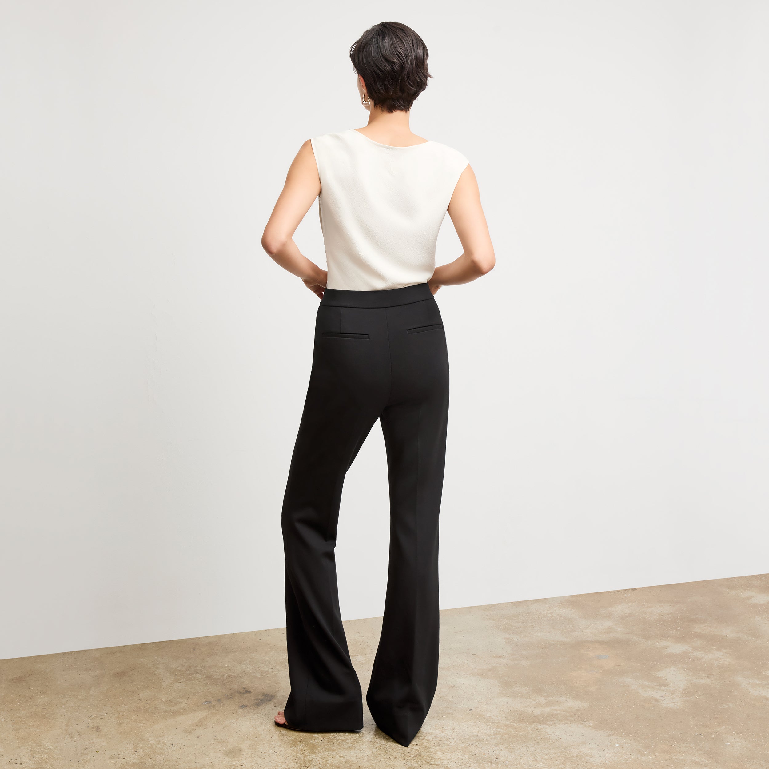 Stylish Hart Flare Trouser in Black Butter Ponte Fabric - Perfect for Work, Office & Casual Wear