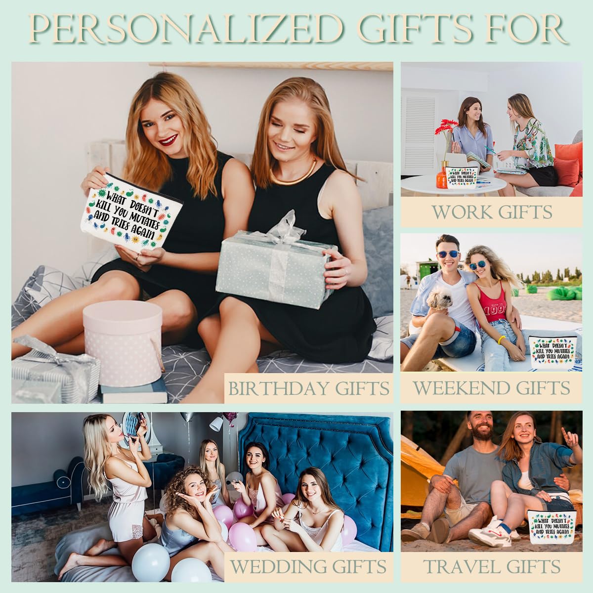 Funny Science Teacher Gifts - Microbiologist Themed Cosmetic Makeup Bag for Women | Perfect for Christmas, Thanksgiving, Birthday & Teacher Appreciation | Great Gift for Friends, Sisters & Coworkers | Cute Toiletry Bag for Travel & Daily Use