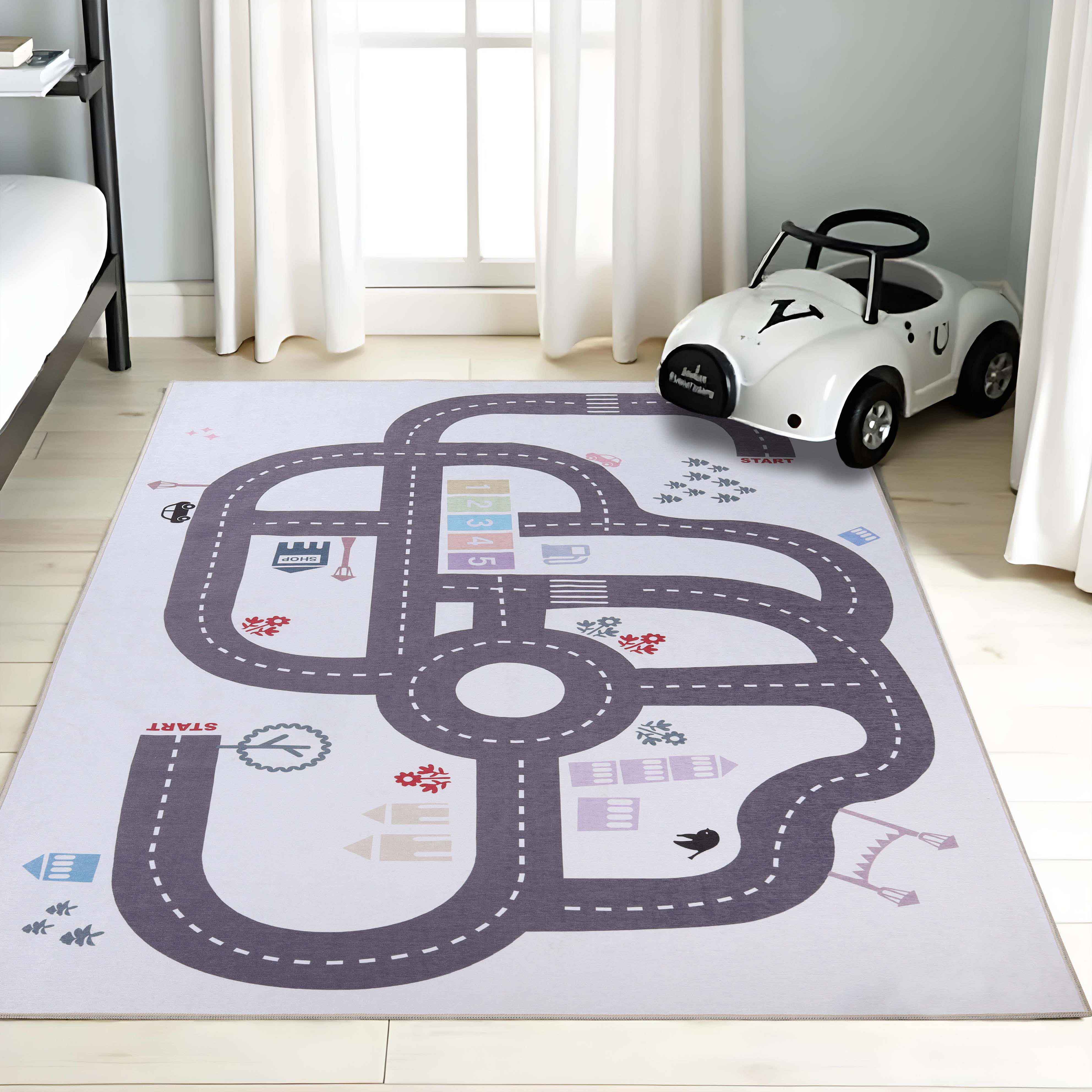 Non-Slip Kids Playroom Rug - Washable Nursery Carpet for Indoor Play Areas | Safe & Soft Floor Mat for Toddlers & Children's Rooms