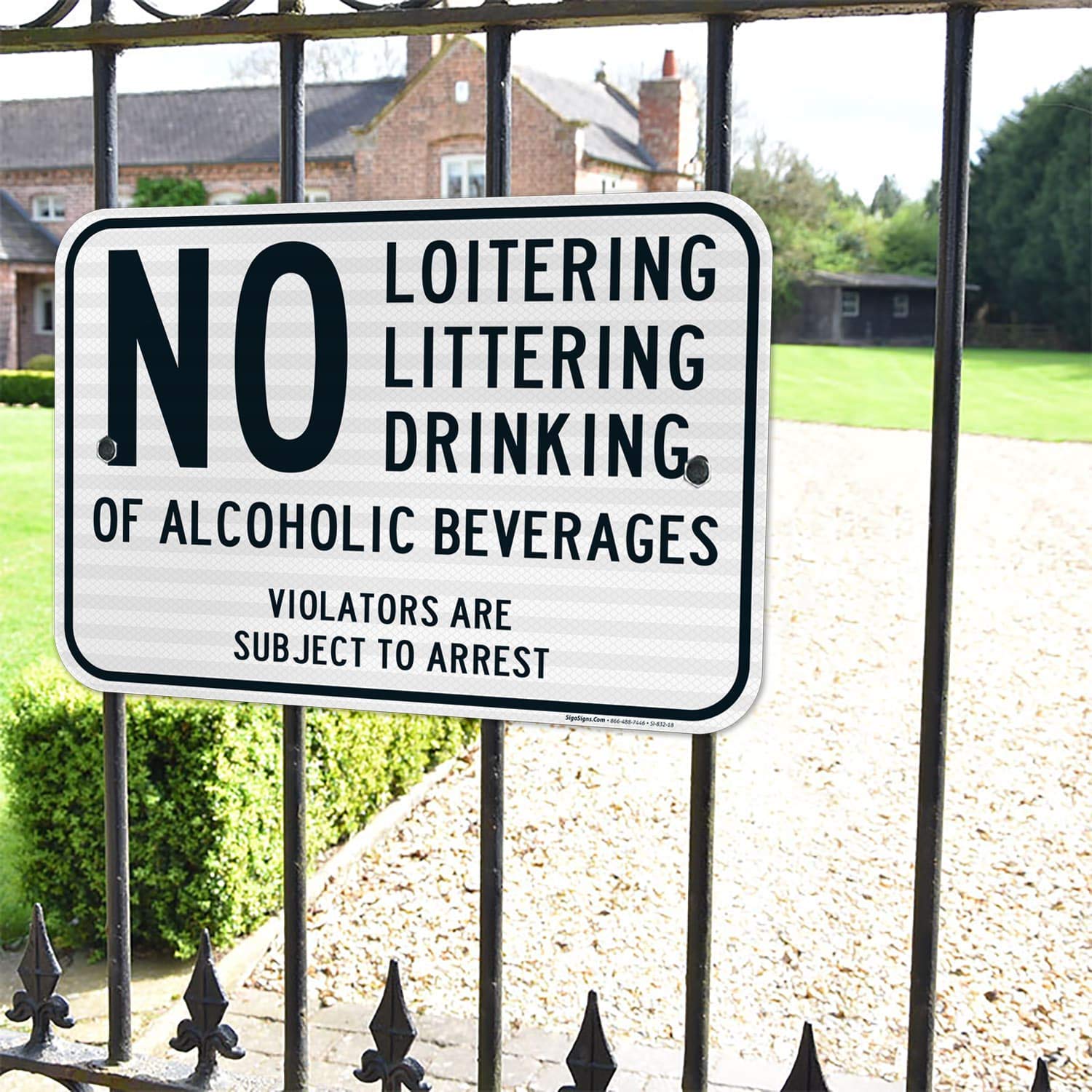 No Loitering No Littering No Drinking of Alcoholic Beverages Sign - 12x18 Inches, 3M EGP Reflective .063 Aluminum, Fade Resistant, Durable for Indoor & Outdoor Use - Easy Mounting, Made in USA - Perfect for Businesses, Parks, and Public Areas