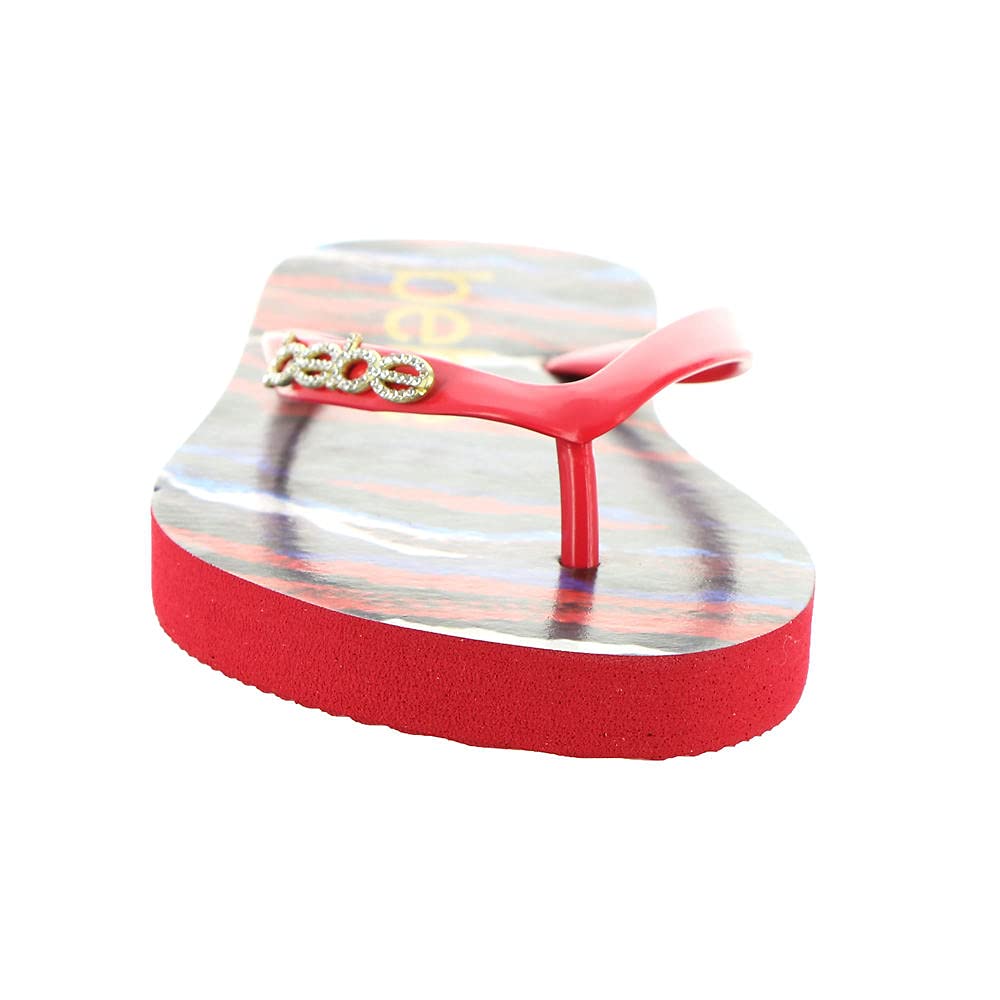 Jaynee Women's Red Printed Flip Flops Size 10 - Comfortable Beach Sandals for Summer Vacation, Pool Party, and Casual Outings