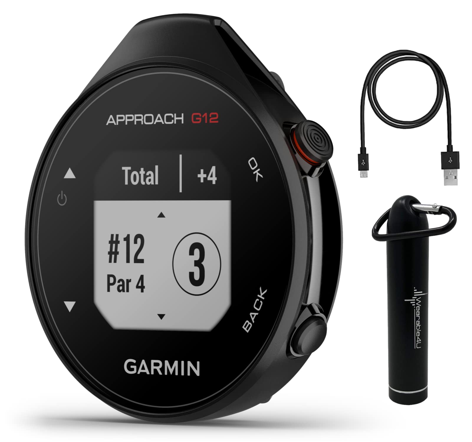 Garmin Approach G12 Premium GPS Golf Watch with e-Power Bundle - Accurate Yardage, Auto Course Updates | Wearable4U | Perfect for Golfers, Tournaments & Outdoor Sports