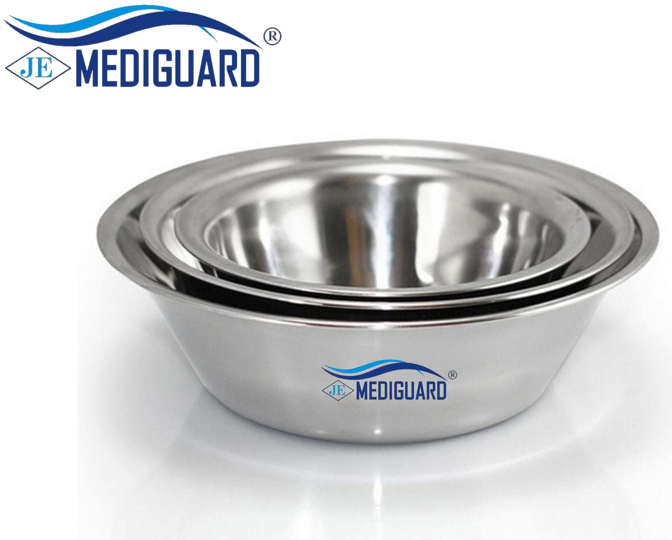 MEDIGUARD Premium Stainless Steel Lotion Basins & Surgical Bowls - Sterilizable Sponge Iodine Cup & Medical Gauze Dressing Tray (8-Piece Set) for Hospital, Clinic & First Aid Kits