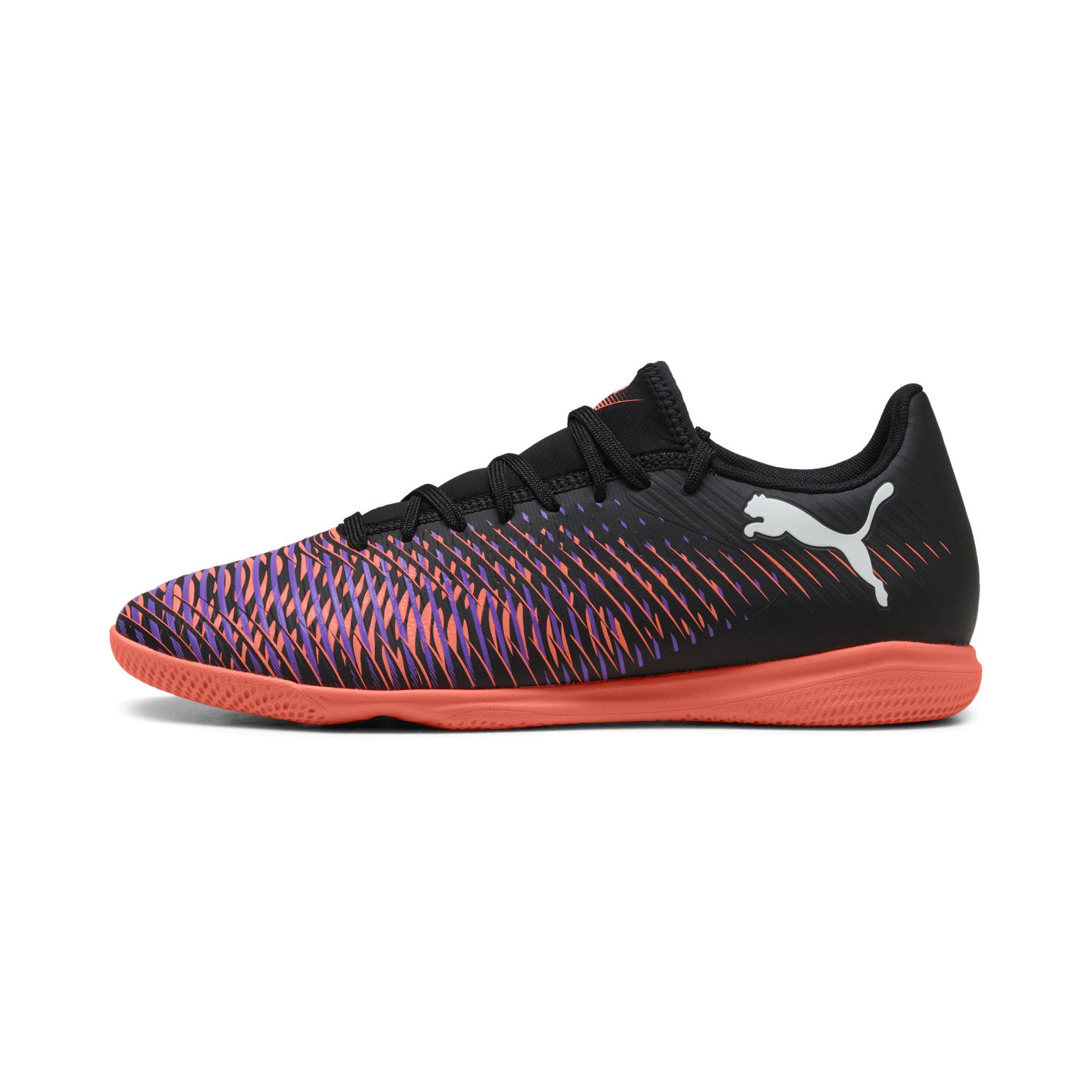 Puma Future 8 Play IT Indoor Football Shoes for Men - Black/Glowing Red - Lightweight Soccer Cleats with Enhanced Grip - Perfect for Indoor Training & Futsal Matches