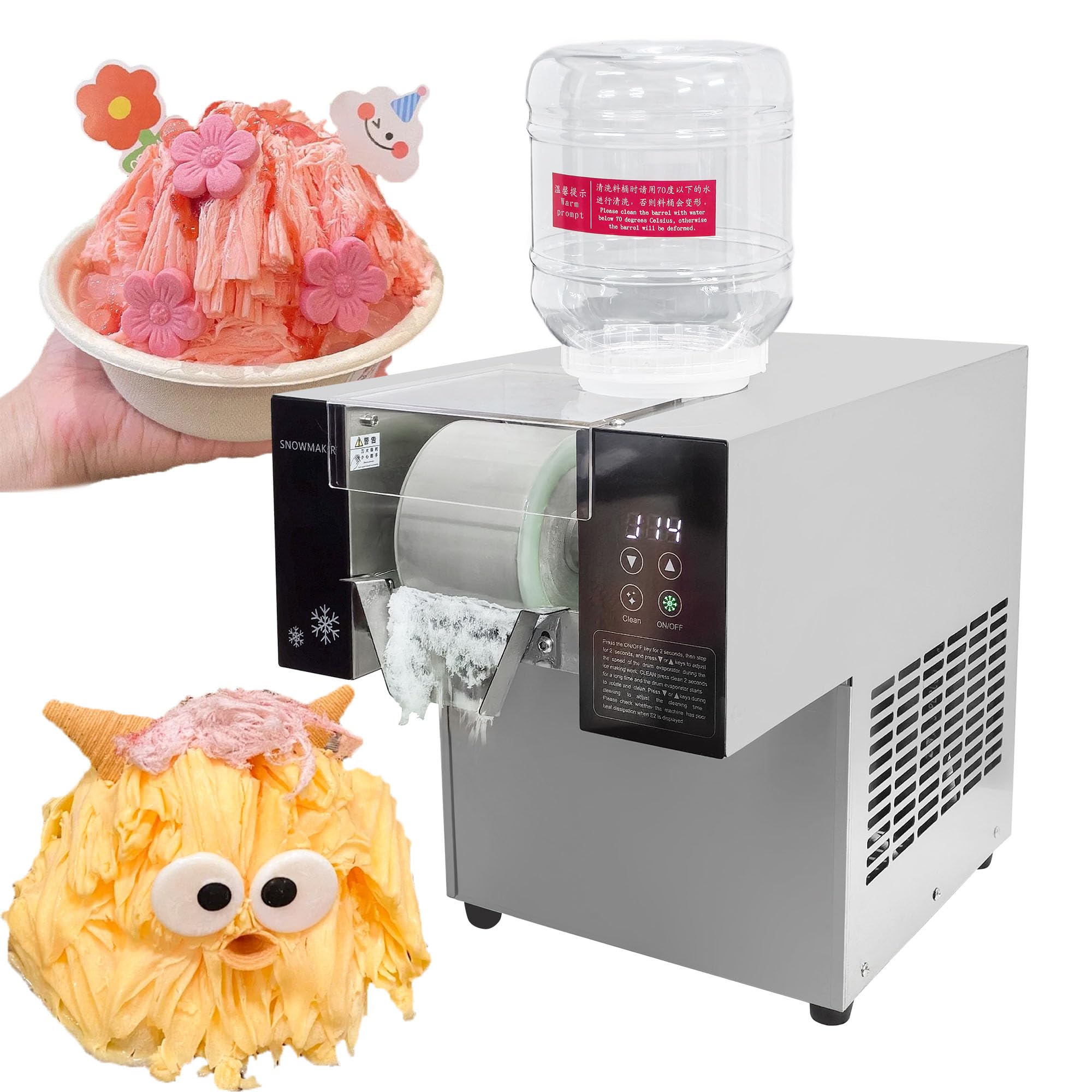 Yovtekc 80KG/24H Commercial Snowflake Ice Maker Machine - Stainless Steel Adjustable Speed Ice Shaver for Snack Bars, Restaurants & Bubble Tea Shops - Perfect for Smoothies, Cocktails and Frozen Desserts