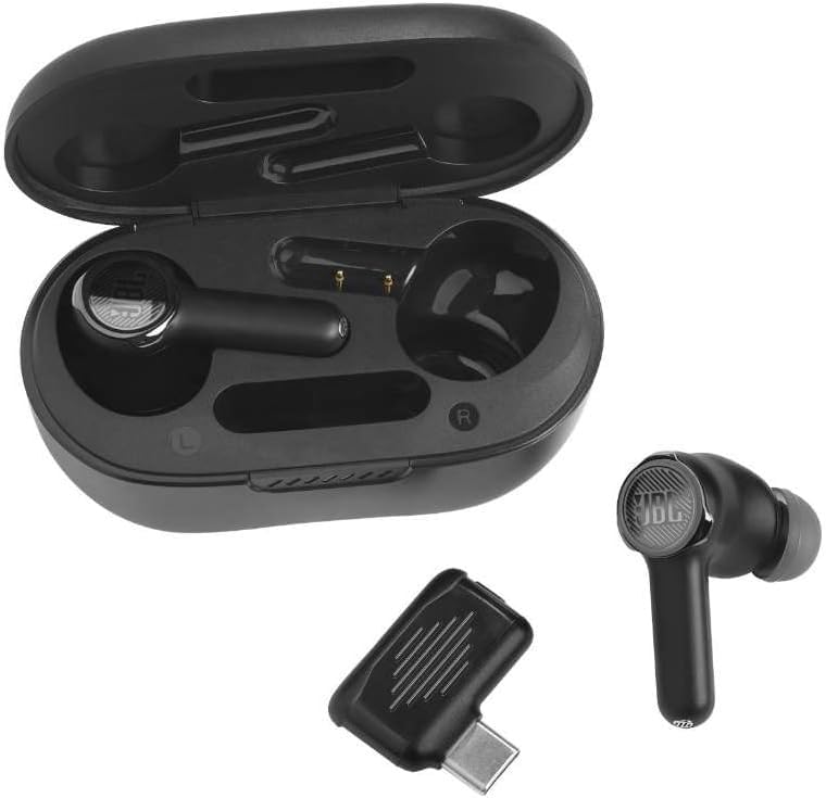 JBL Quantum TWS True Wireless Noise Cancelling Gaming Earbuds - Black (Renewed) | Bluetooth Earbuds for PC, PS5, Mobile Gaming & Music | Low Latency, Immersive Sound