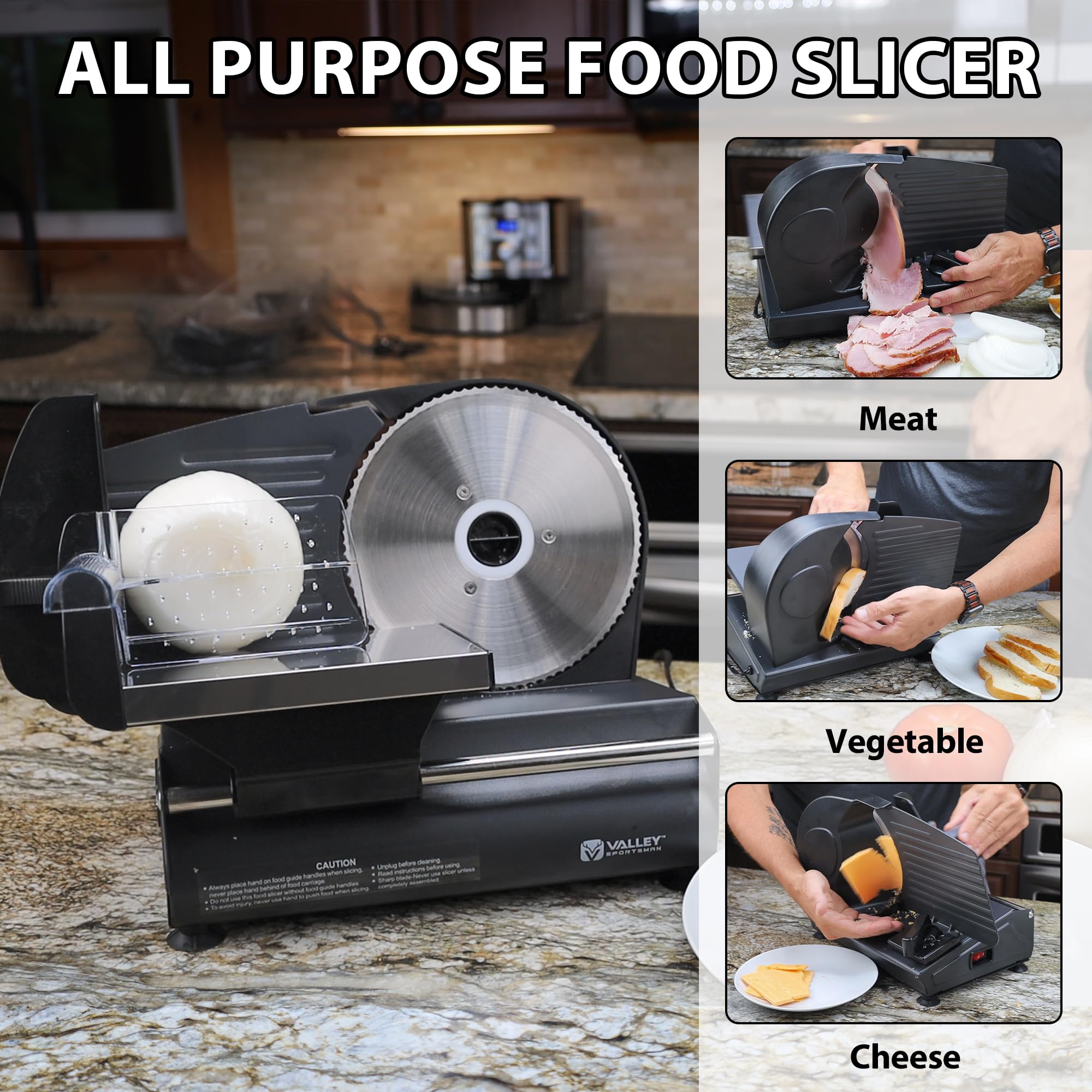 Electric Meat Slicer for Home & Commercial Use - 7.5