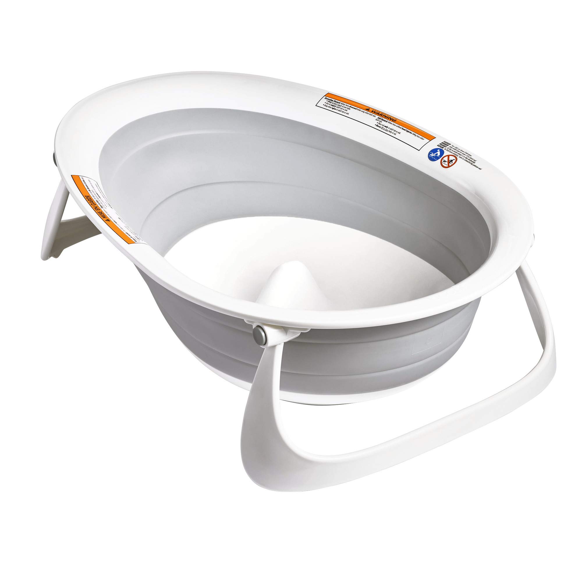 Boon Naked Collapsible Baby Bathtub - Portable Adjustable 2-Position Infant Tub for Newborns & Toddlers (0-18 Months) - Space-Saving Foldable Design for Travel & Home Use - Lightweight & Easy Storage - Perfect for Bath Time, Camping & Small Spaces - Gray
