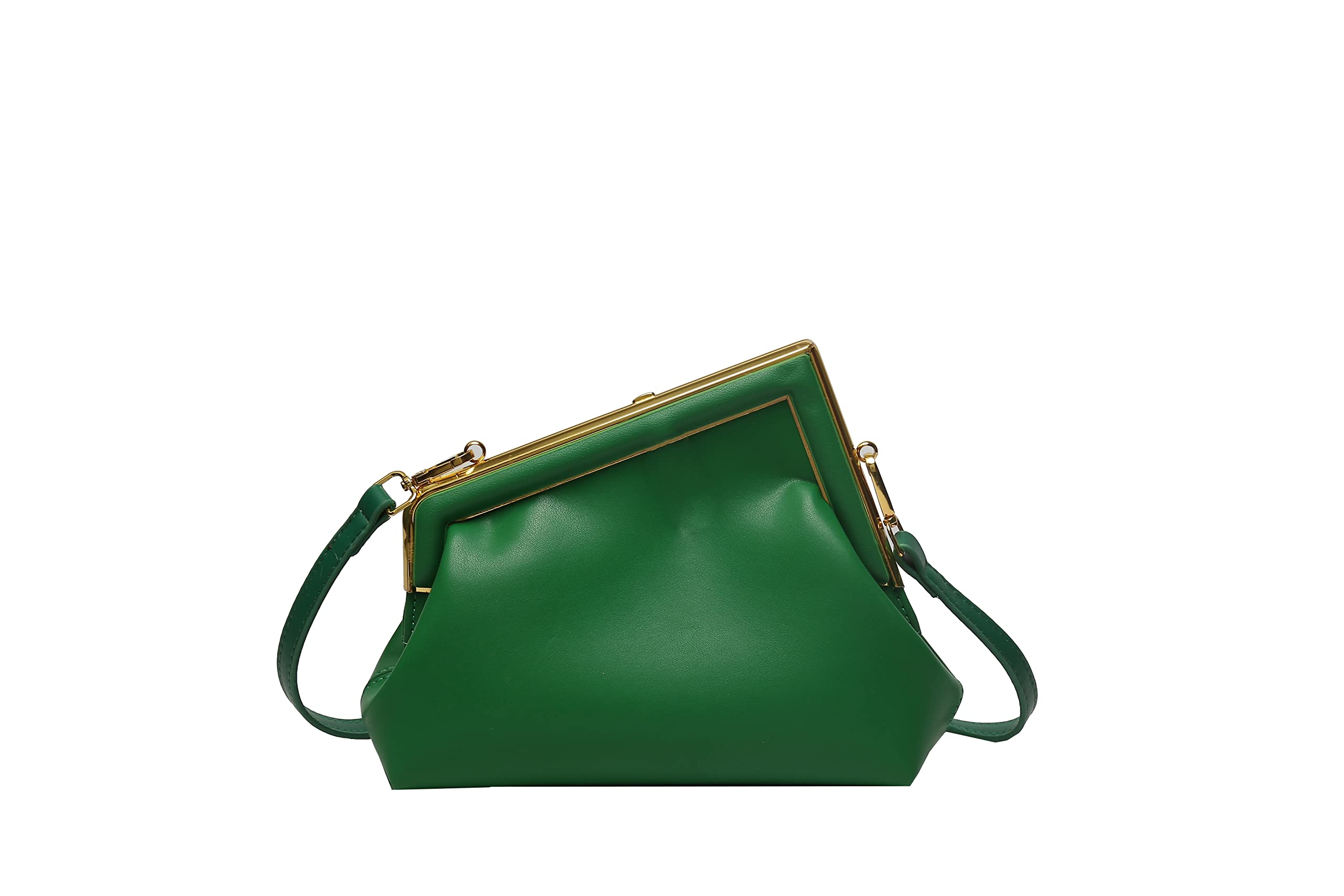Women's PU Leather Clutch Purse Crossbody Shoulder Bag with Metal Clasp - Elegant Luxury Handbag for Evening Parties, Weddings & Date Nights