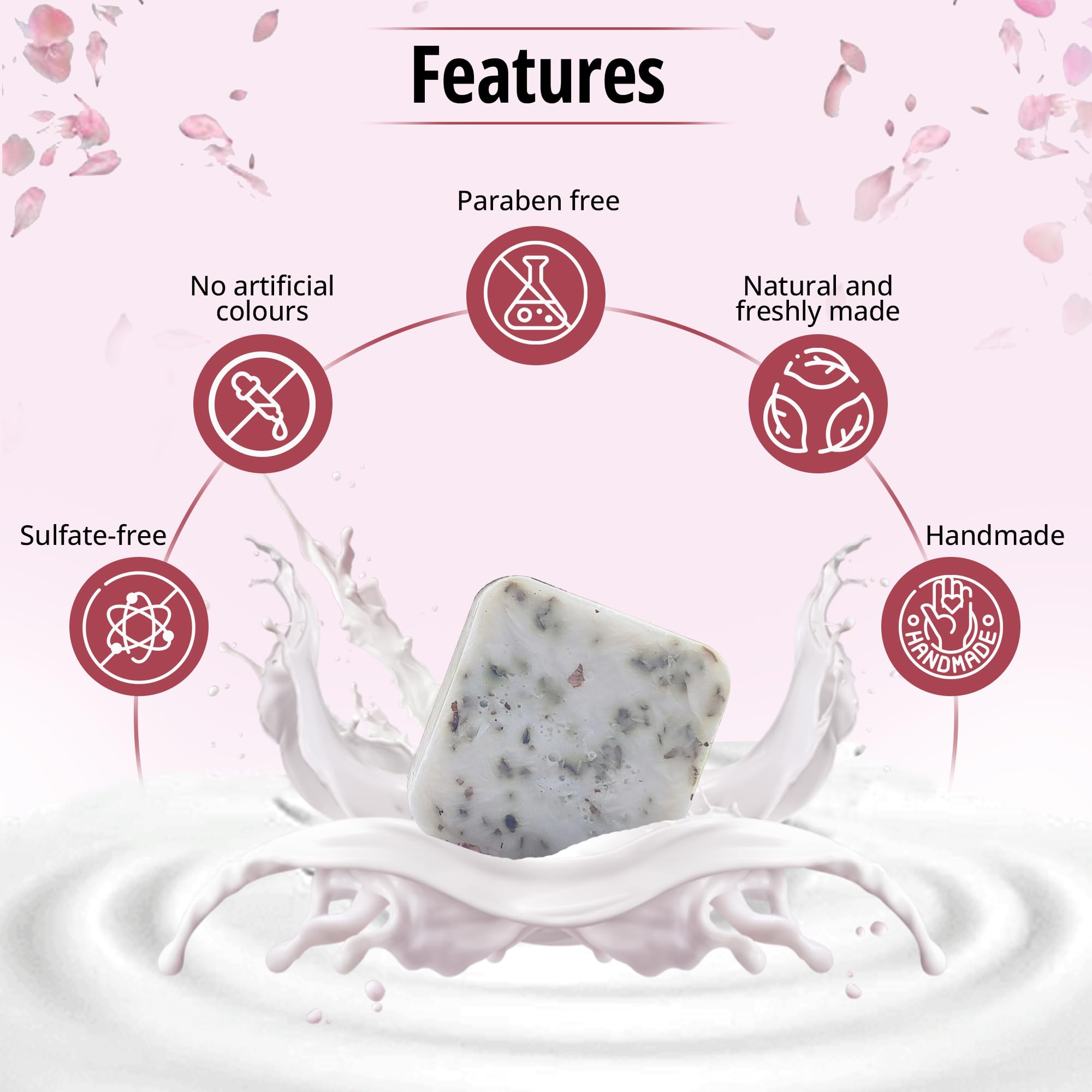 Organic Handmade Rose Petal Goat Milk Soap - Moisturizing & Nourishing Skin Care for Women, Men & Kids - 100g Natural Body Soap Bar - Perfect for Dry Skin, Sensitive Skin & Daily Bathing Routine