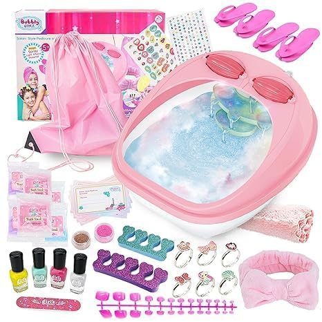 Ultimate Spa Pedicure Set for Girls - All-in-One Foot Care Kit with Nail Polish, Stickers & Accessories | Perfect Gift for Kids & Teens | At-Home Spa Day & Birthday Party Fun