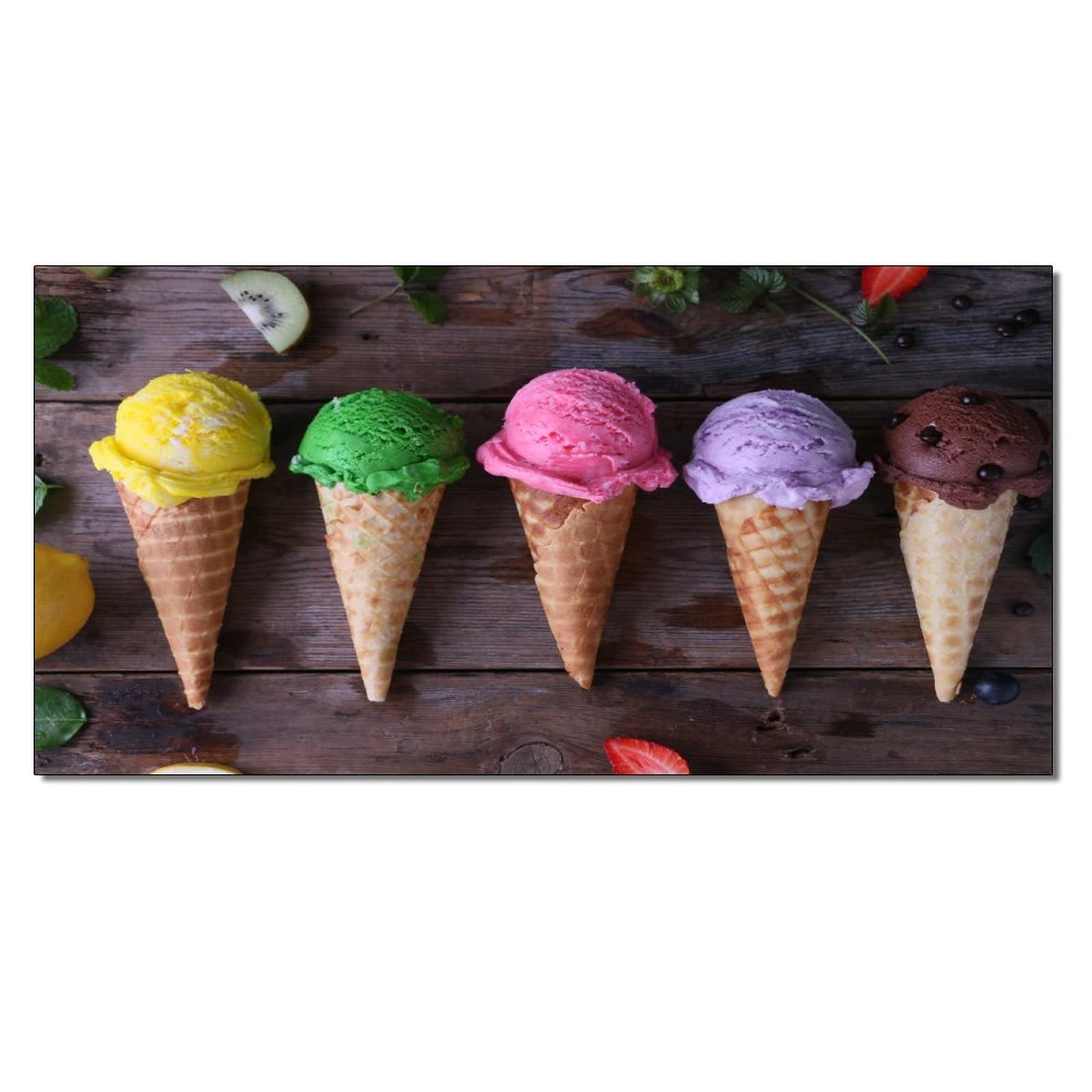 Colorful Ice Cream Kawaii Wall Poster Set (2) - 24x36 Inch Aesthetic Canvas Wall Art for Room Decor, Gifts - 20x40inch (50x100cm) Framed Paintings - Perfect for Bedroom, Living Room & Office Decoration