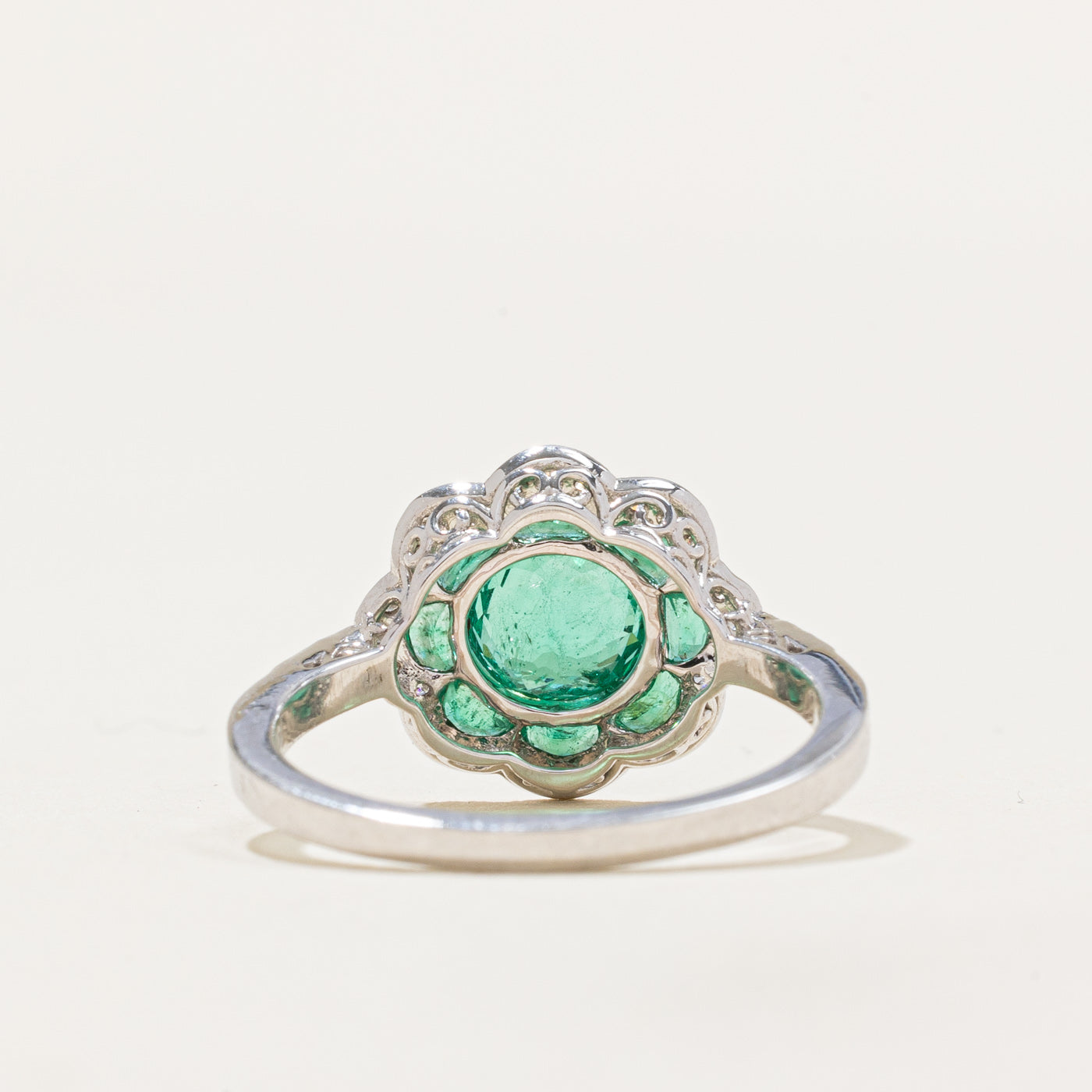 GIA Certified 1.21ctw Emerald and Diamond Halo Engagement Ring | 0.20ctw Diamond Accents | Size 6.75 | Perfect for Wedding, Proposal & Anniversary Gifts