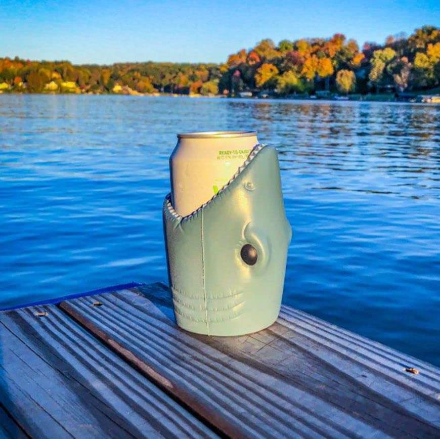 Lake Life Shark Bite Can Cooler - Insulated Beer Can Holder for Camping, Beach & Pool Parties - Keeps Drinks Cold for Hours - Perfect for Outdoor Adventures, BBQs & Summer Gatherings