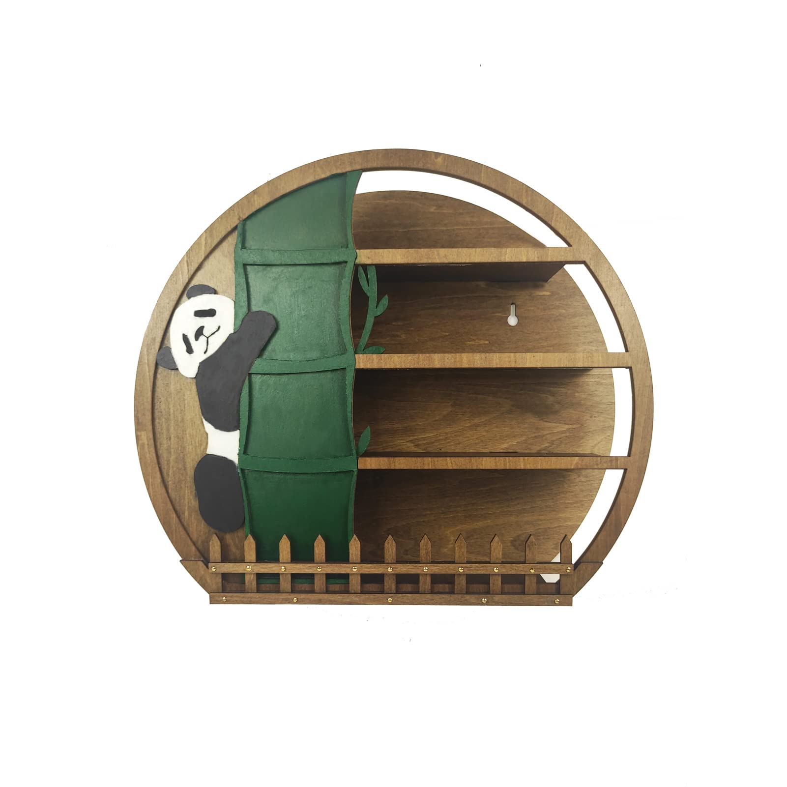 Wooden Floating Panda Shelf with Moon Crystal Display - Wall & Desktop Decor for Crystals & Essential Oils - Moon Phase Shelf Organizer (11.2 x 2.36 x 10.2 in) - Perfect for Home, Office, Meditation Room & Gift Giving