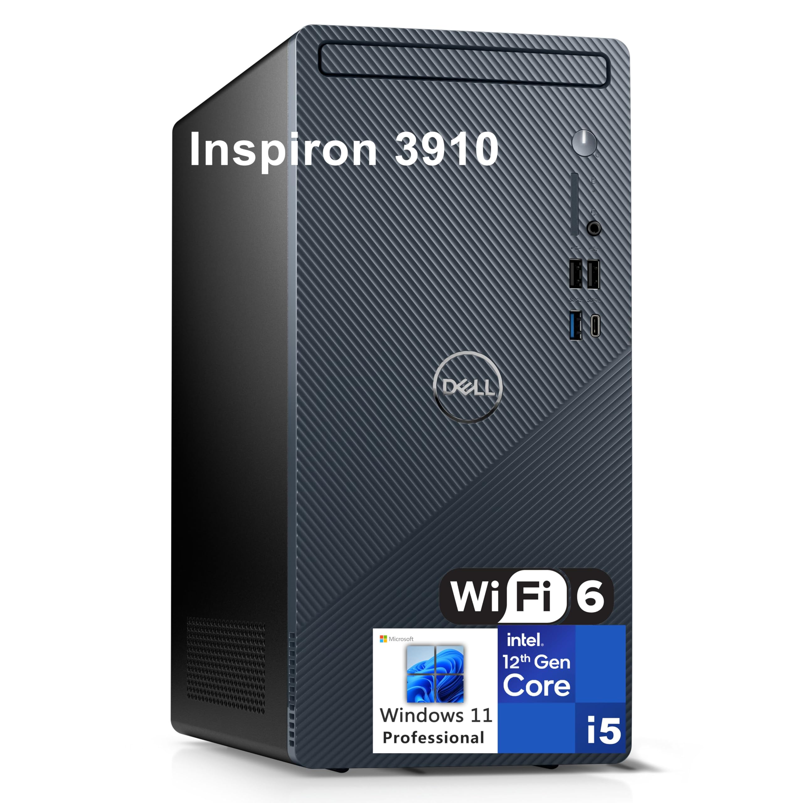 Dell Inspiron 3910 Tower Business Desktop Computer - 12th Gen Intel Hexa-Core i5-12400 (Faster Than i7-11700), 16GB DDR4 RAM, 1TB PCIe SSD, WiFi 6, Bluetooth, RJ45, USB Type-C, HDMI, DisplayPort, Windows 11 Pro - Perfect for Office Work, Home Business & Professional Computing