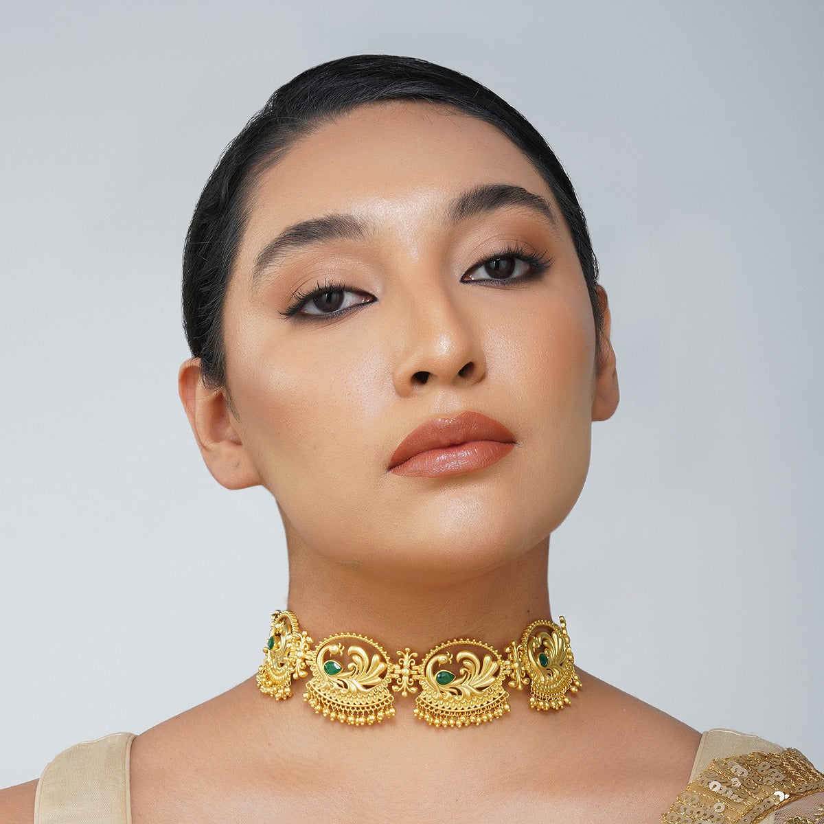 Elegant Dance of Mor Jewelry Gift Set - Choker Necklace & Stud Earrings for Women | Perfect for Birthday, Anniversary, Valentine's Day Gifts & Special Occasions