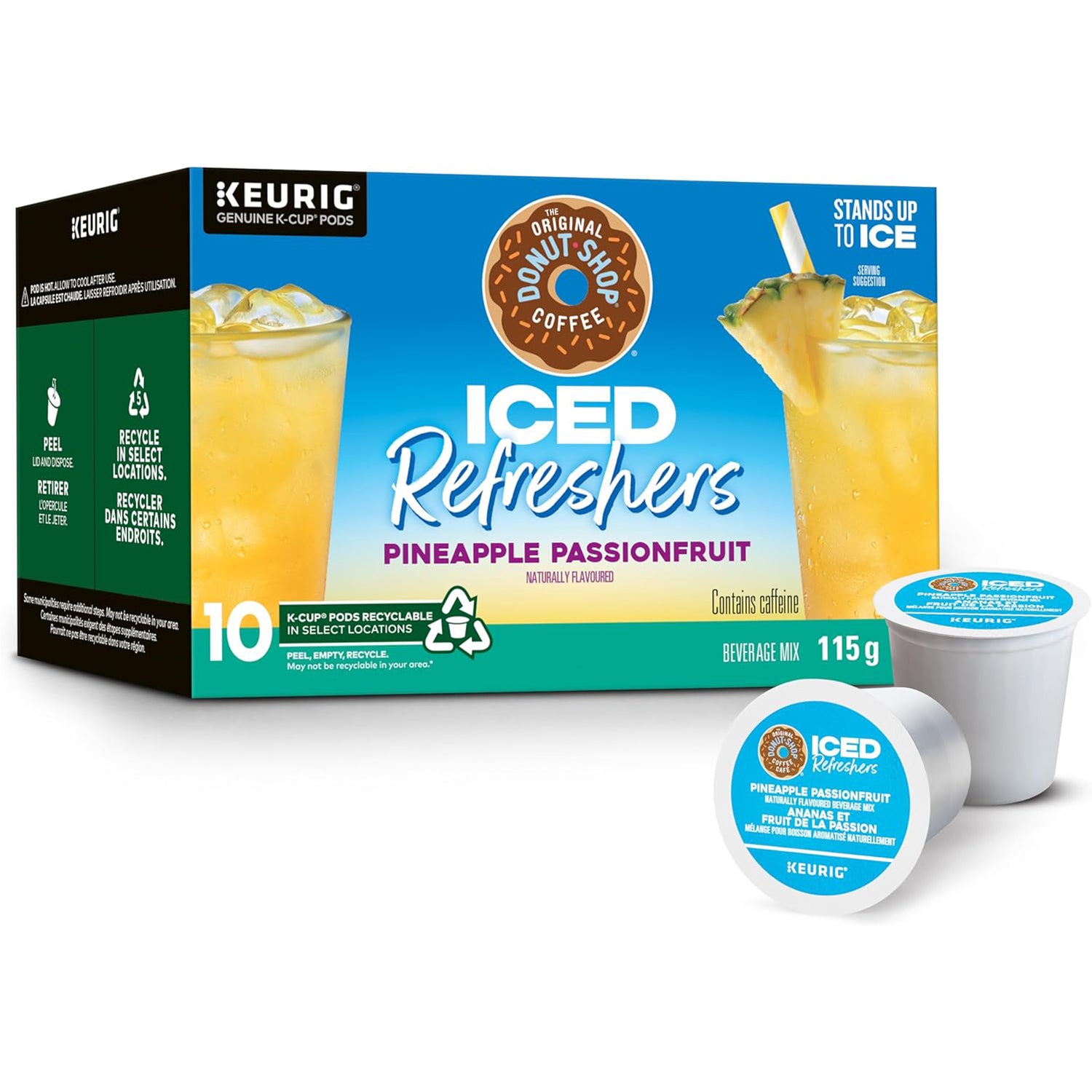 Donut Shop® Iced Coffee Refresher - Pineapple Flavor, 10 Pack | Premium Iced Coffee Drink Mix for Summer, Office & Road Trips