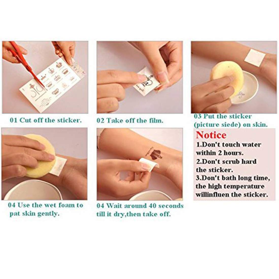 Waterproof Temporary Tattoo Set - Small Line Quartz Design - Pack of 16 - Perfect for Parties, Festivals & Body Art Enthusiasts