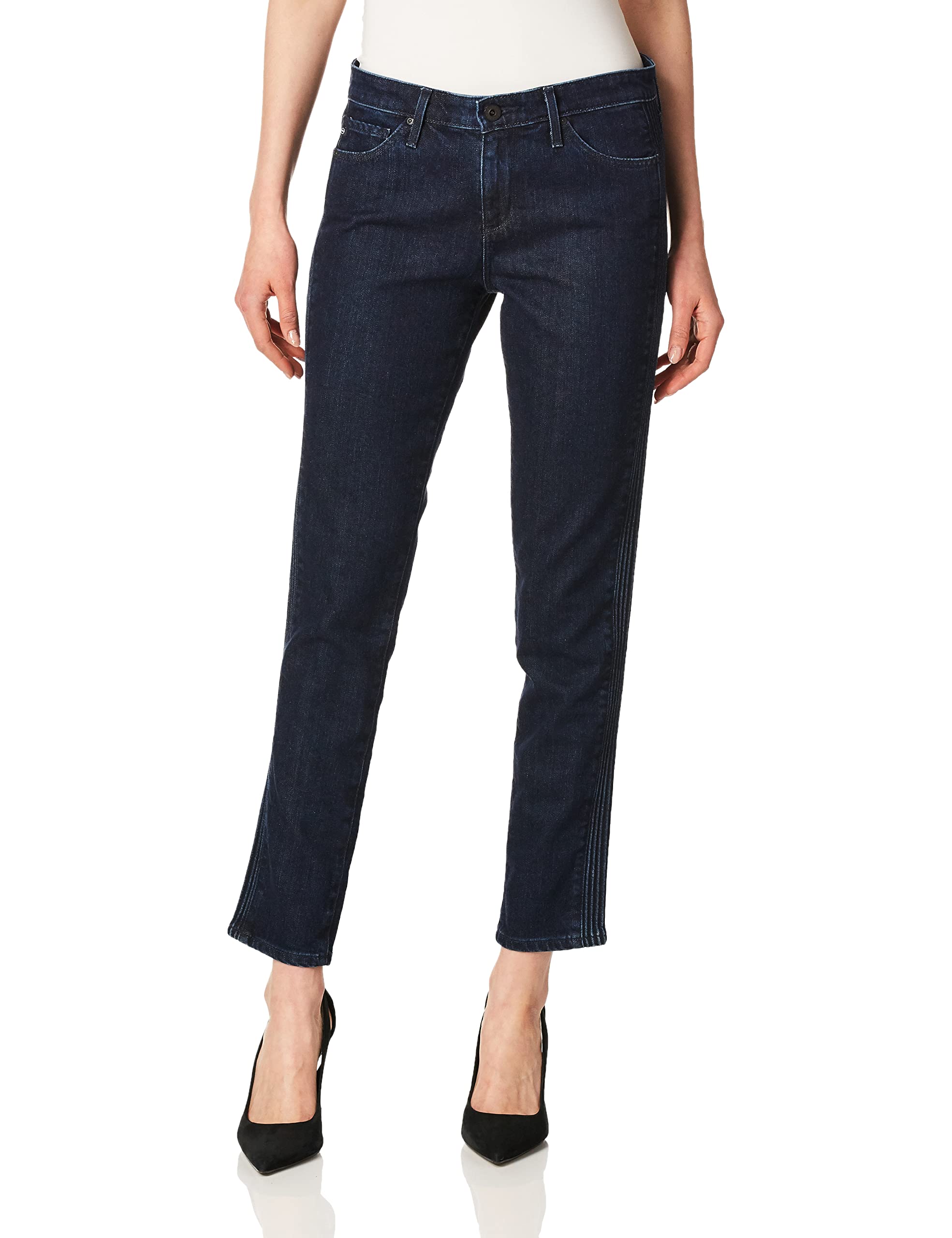 Women's High Waist Cigarette Fit Pintucked Ankle Jeans - Slimming Stretch Denim Pants for Casual Wear & Night Out