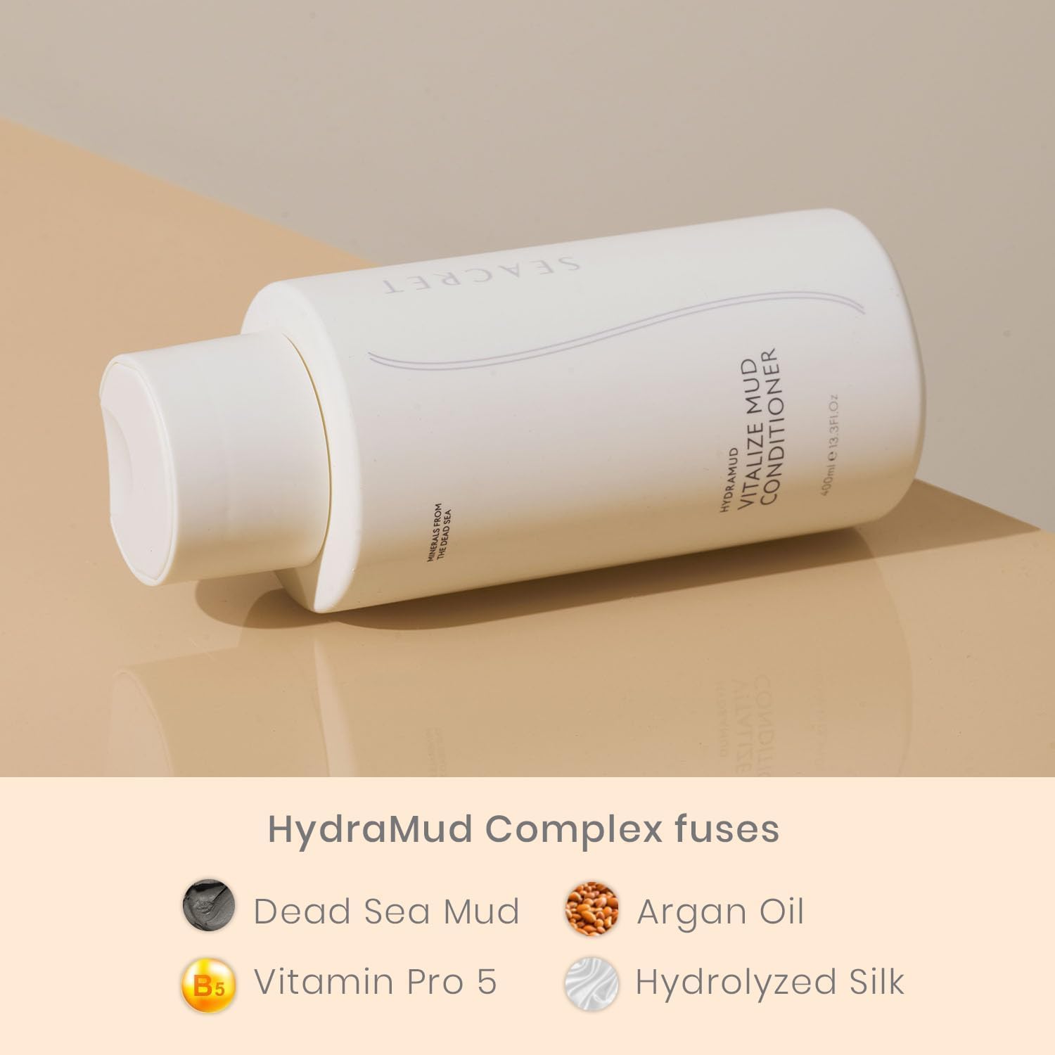 SEACRET HydraMud Vitalizing Hair Conditioner with Dead Sea Minerals & Argan Oil - Deep Moisturizing Treatment for Dry, Damaged Hair - Perfect for Salon-Quality Results at Home