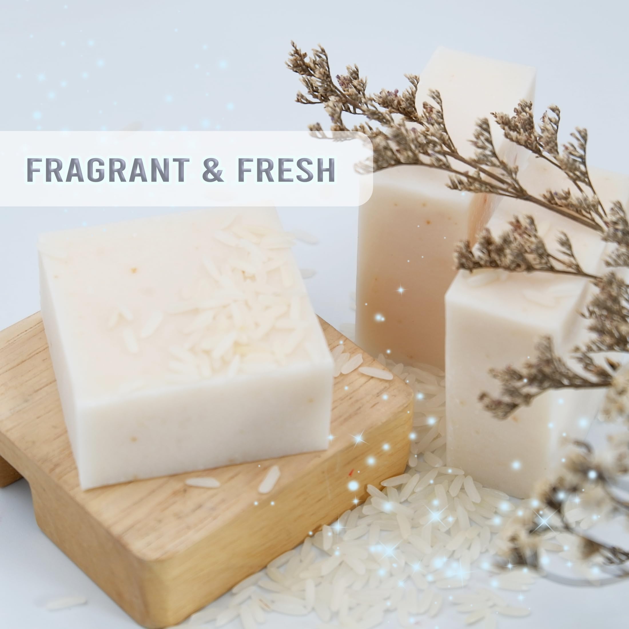 YARIN 3-Piece Rice Milk Soap with Collagen for Skin Brightening & Hydration - 65g Each + Reusable Mesh Bag - Gentle Exfoliation & Moisturizing - Perfect for Daily Skincare, Travel & Eco-Friendly Gifting