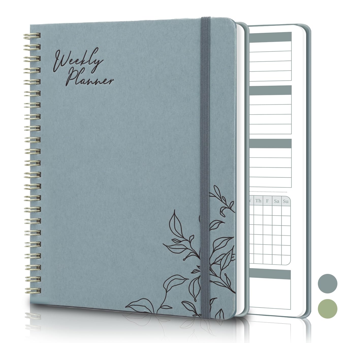 Undated Weekly Planner Notebook - A5 Spiral Bound 52-Week Organizer with Habit Tracker & To-Do Lists, 6.7