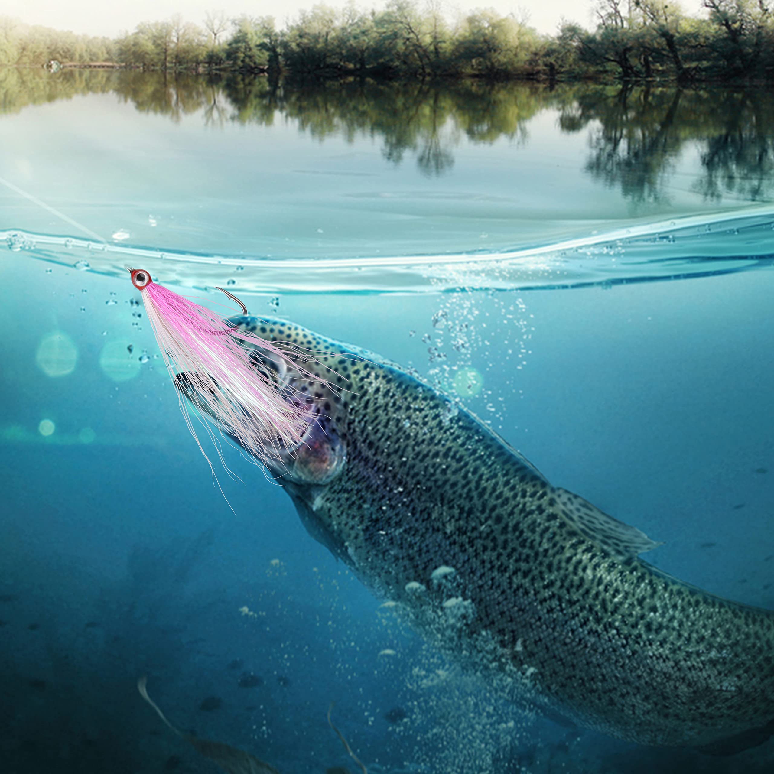 Bucktail Teasers Fishing Hook Fly Streamer - Classic Clouser Minnow Lures for Trout, Bass, Saltwater & Freshwater - 10-Pack Fly Fishing Flies for Streams, Lakes & Rivers