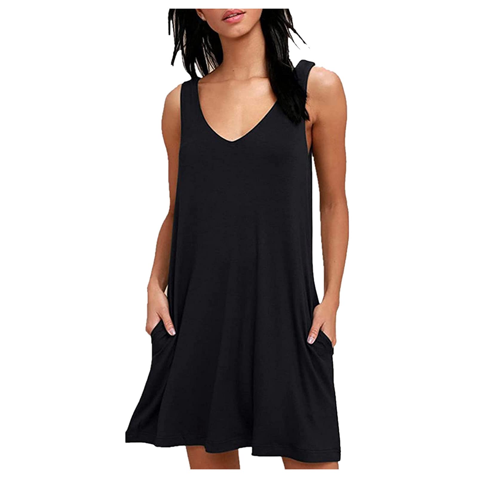 Floral Sleeveless Sundress for Women - Loose Fit V-Neck Tank Beach Dress | Perfect for Summer Vacation, Pool Parties & Casual Outings