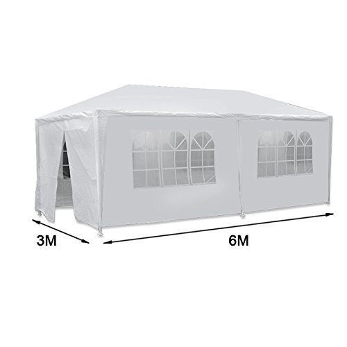10'x20' Waterproof White Wedding Party Tent - Outdoor Gazebo Canopy for Camping, BBQ, Catering Events - Removable Sidewalls & Windows - Perfect for Backyard Weddings, Picnics, and Outdoor Gatherings