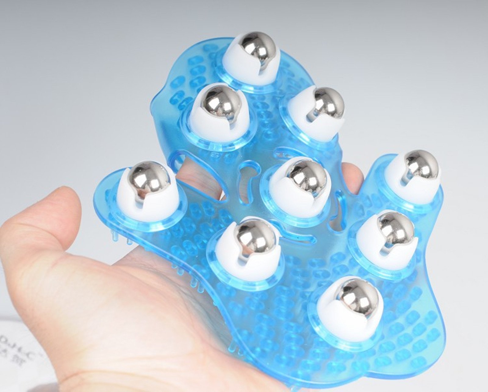 HiiBaby® Fuchsia Plastic 9 Metal Rolling Balls Manual Ball Roller Massager for Neck, Back & Shoulder Pain Relief - Stress Relief Body Massage Tool (Blue) - Perfect for Home, Office & Travel Use