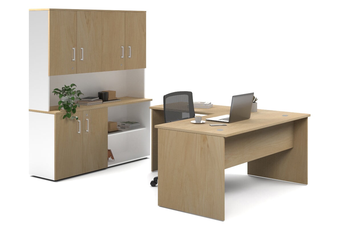 L-Shaped Executive Desk with Uniform Panel & White Carcass - 1600L x 1600W - Perfect for Home Office, Corporate Workspace & Modern Office Decor