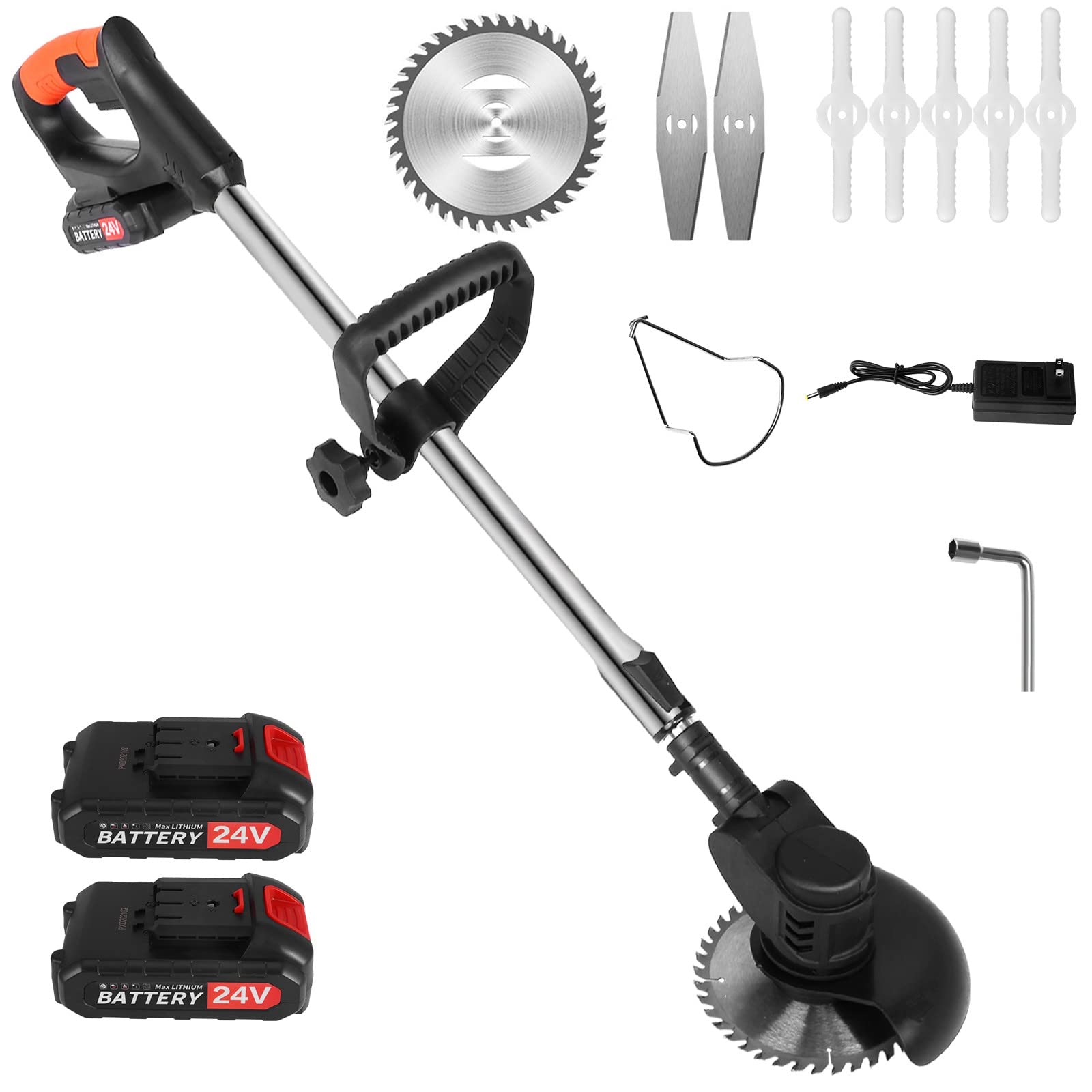Ouneed 24V Cordless String Grass Trimmer - 650W Powerful Weed Eater with Telescopic Handle & Lithium-Ion Battery - Perfect for Lawn Care, Garden Trimming, and Yard Maintenance