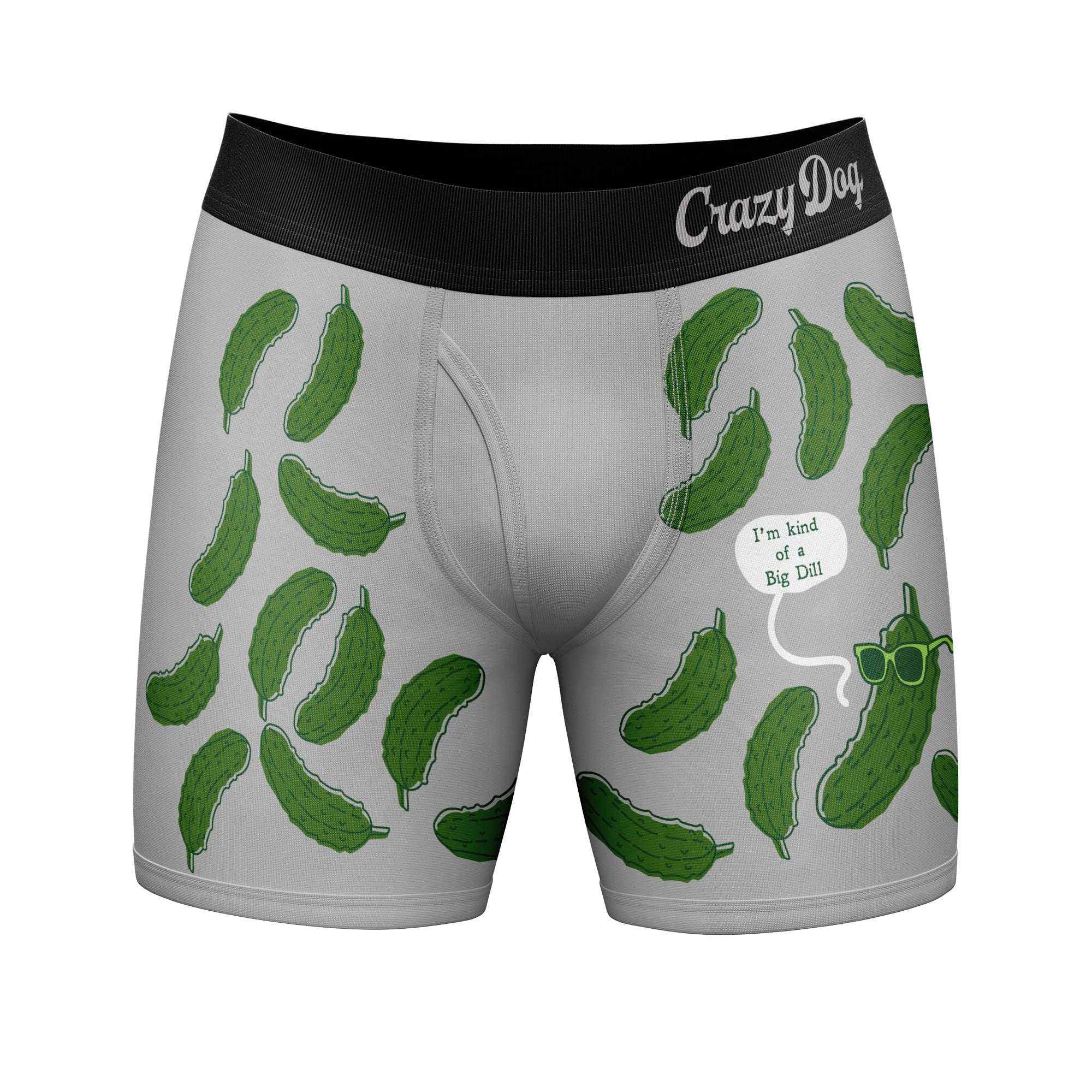 **Funny Pickle Quote Boxer Briefs for Men - Crazy Dog T-Shirts Big Dill Graphic Novelty Underwear - Perfect for Gifts, Parties & Casual Wear**