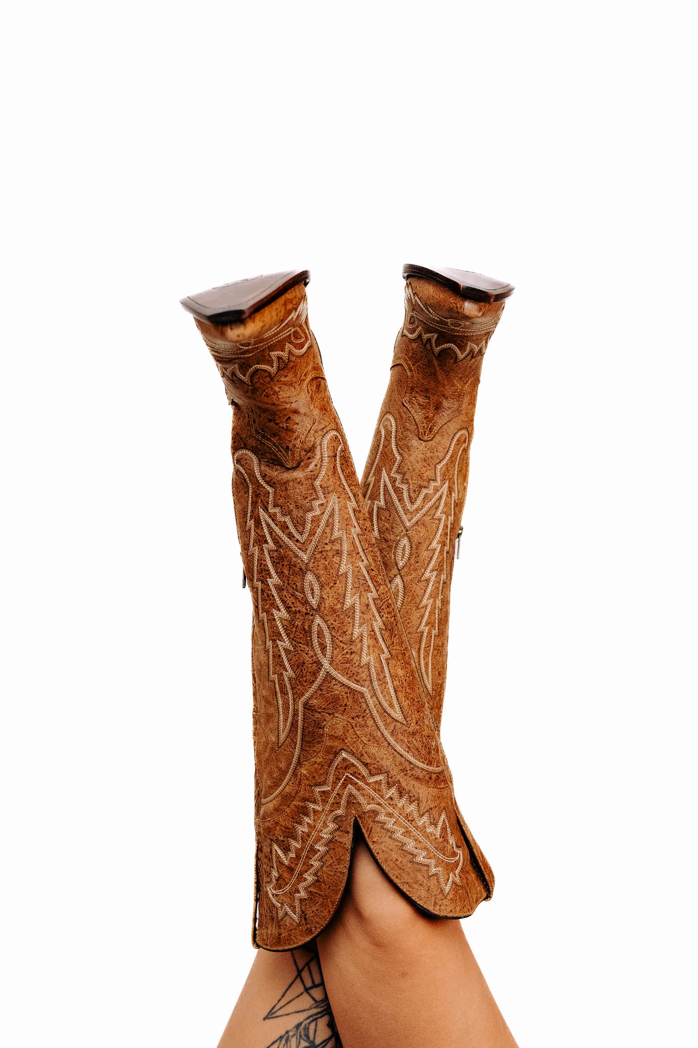 Maggie Women's Knee High Wide Calf Snip Toe Cowgirl Boots - Western Style Riding Boots for Country Dancing, Rodeo & Fashion Outfits