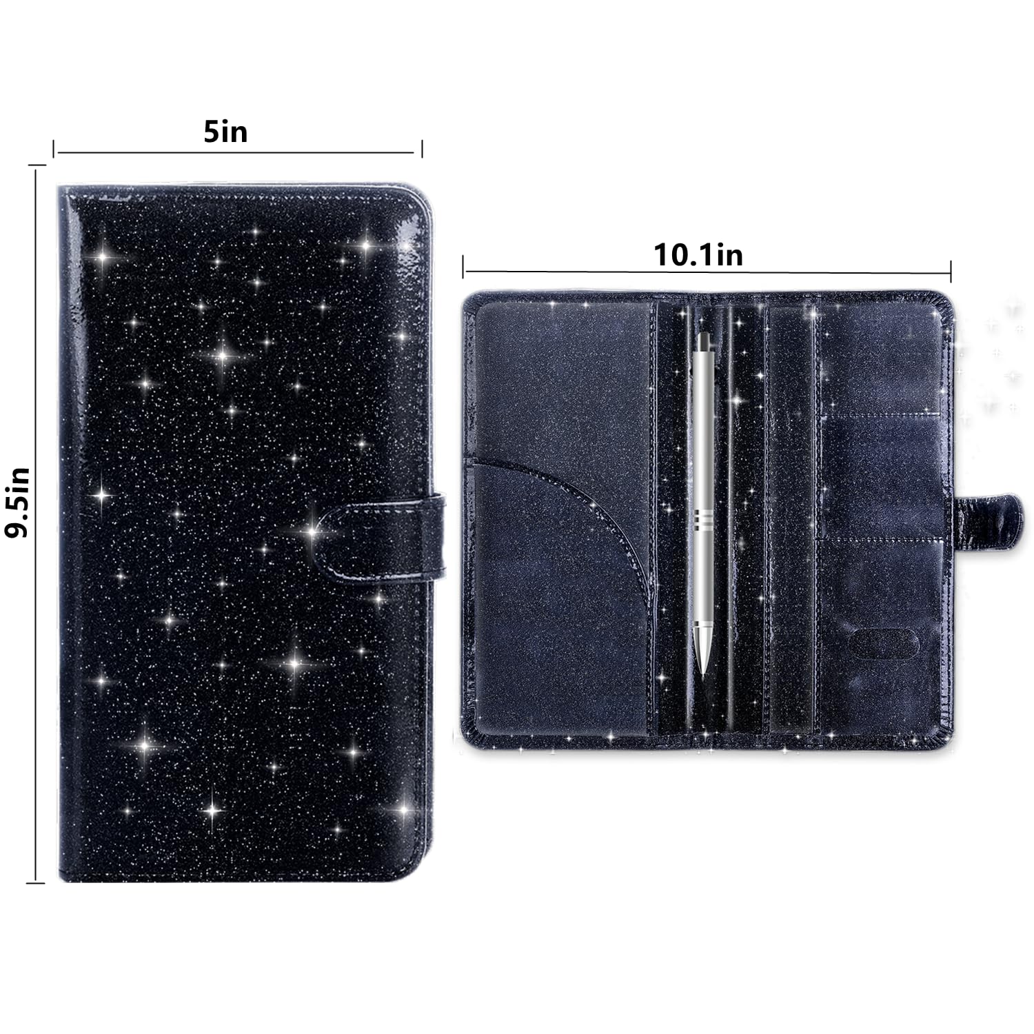Car Registration and Insurance Card Holder - Vehicle Document Organizer for License, Insurance Cards & Paperwork - Perfect for Glove Box, Dashboard or Center Console Storage - Car Accessories Must-Have