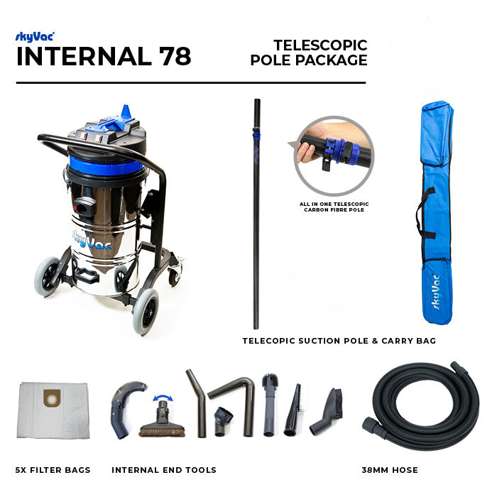 SkyVac®️ 78 Internal High Dusting Vacuum System - Professional Cleaning Tool for Ceiling, Walls & Hard-to-Reach Areas | Ideal for Home, Office & Commercial Use