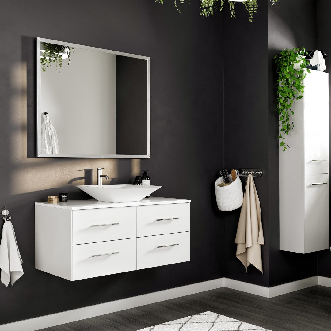 Eviva Sax 36 x 30 Inch Rectangular Brushed Nickel Metal Framed Wall Mirror - Perfect for Bathroom Vanity, Bedroom Decor & Entryway
